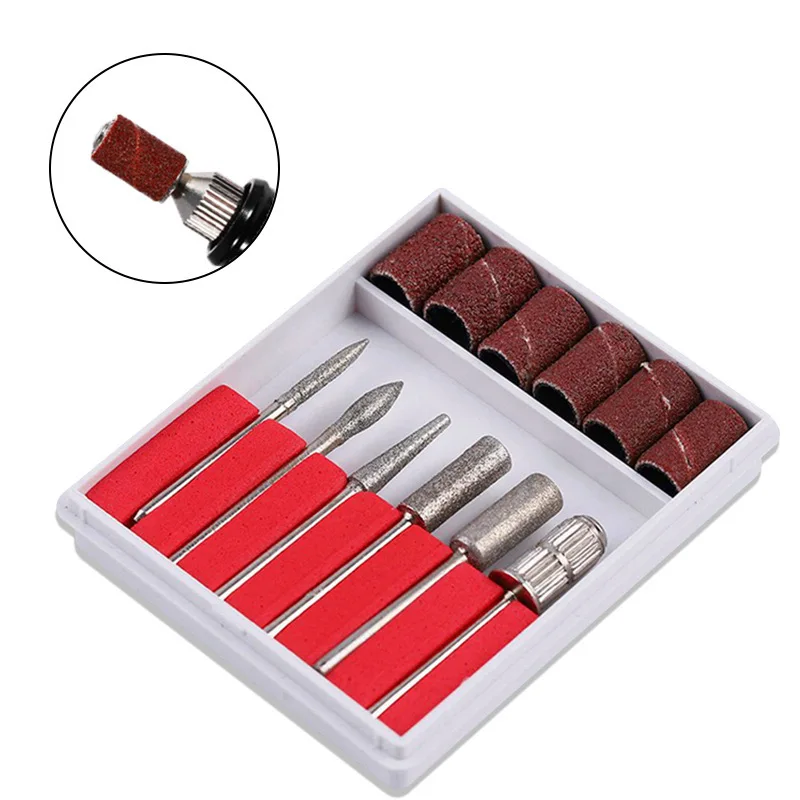 12Pcs Nail Art Set Stainless Steel Sander Accessories Grinding Head Loading and Unloading Nail Accessories Nail Art Tool Set