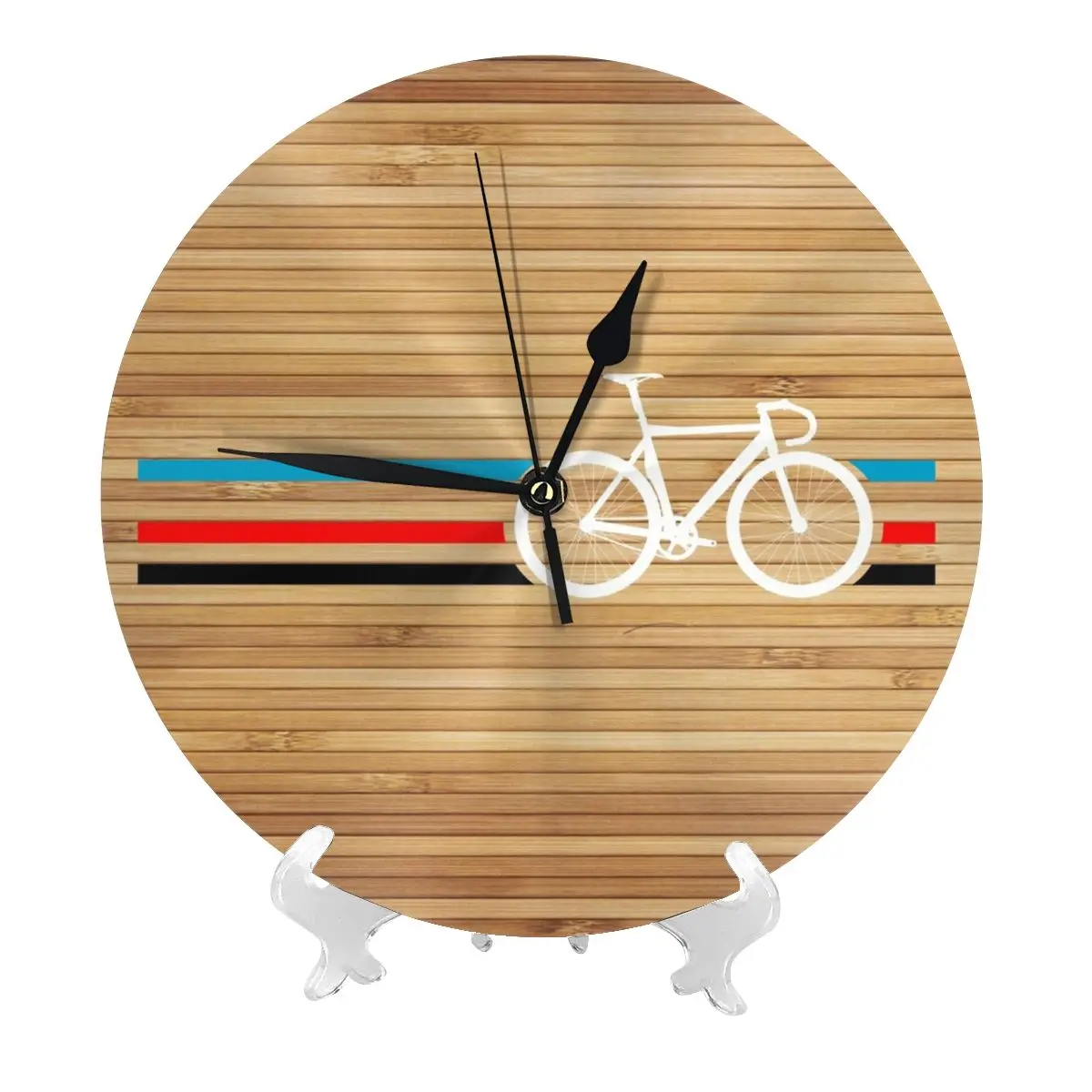 Classic Round Wall Clock Bike Stripes Velodrome Battery-Operated Analog Clock with Clear Numbers for Easy Time Reading