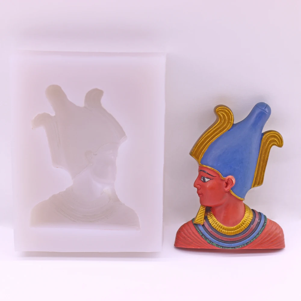 Egypt Blue Neb Crown Pharaoh Silicone Mold Blue Headscarf  Decor Cake Top Fondant Icing Sugarcraft Chocolate Baking Mould DIY