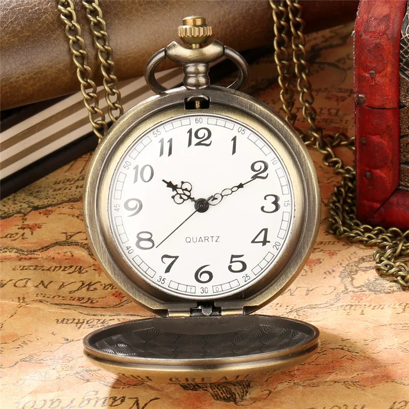 Antique The Greatest Bro Men's Analog Quartz Pocket Watch Necklace Pendant Chain Arabic Number Clock Gift to Brother reloj