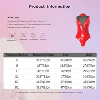 Womens Patent Leather Bodysuit Jumpsuit Sleeveless Invisible Zipper Back Mesh Patchwork Shiny Leotard for Disco Party Clubwear - Image 6