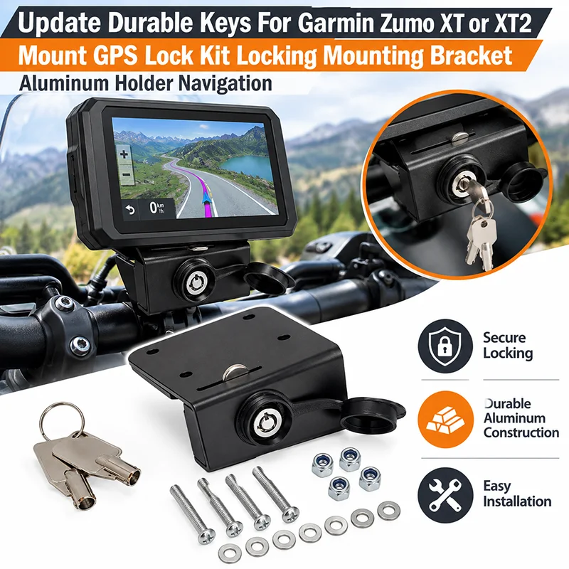 Aluminiowy uchwyt do nawigacji z wytrzymałymi kluczami, przeznaczony do telefonu Garmin Zumo XT lub XT2, zestaw do montażu GPS, uchwyt z mechanizmem blokującym.