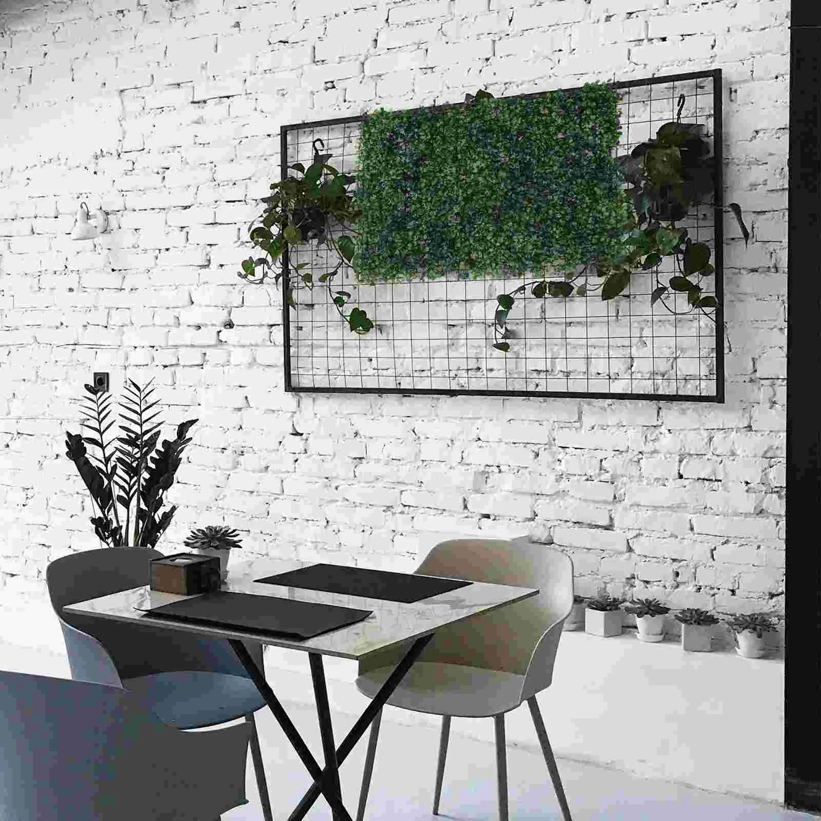 Glass Wall Greenery Decor Fence for Outdoor Pvc Artificial Lawn Plants Decoration