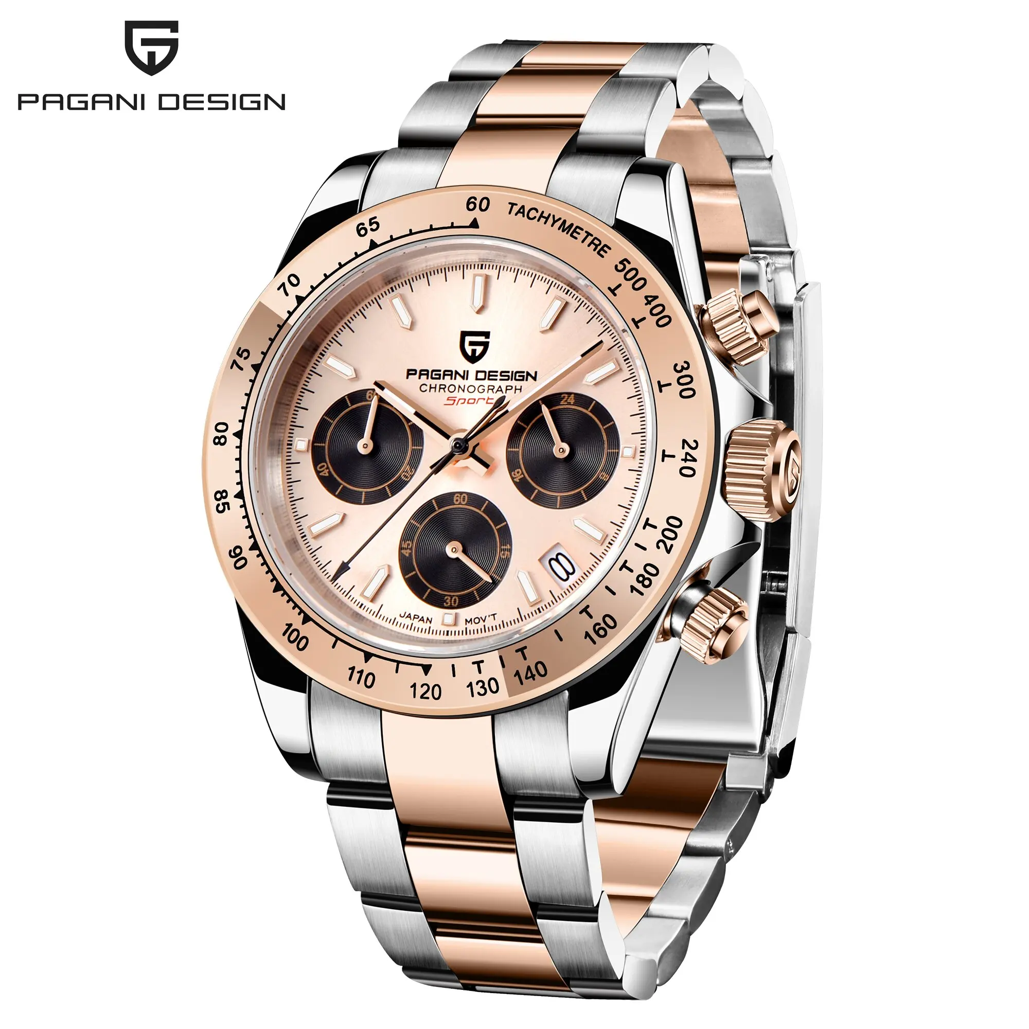 PAGANI DESIGN Men's Casual Quartz Watch 40Mm Outdoor Trendy Stainless Steel Sapphire Wear-Resistant Mirror Luminous Diving Watch image 3