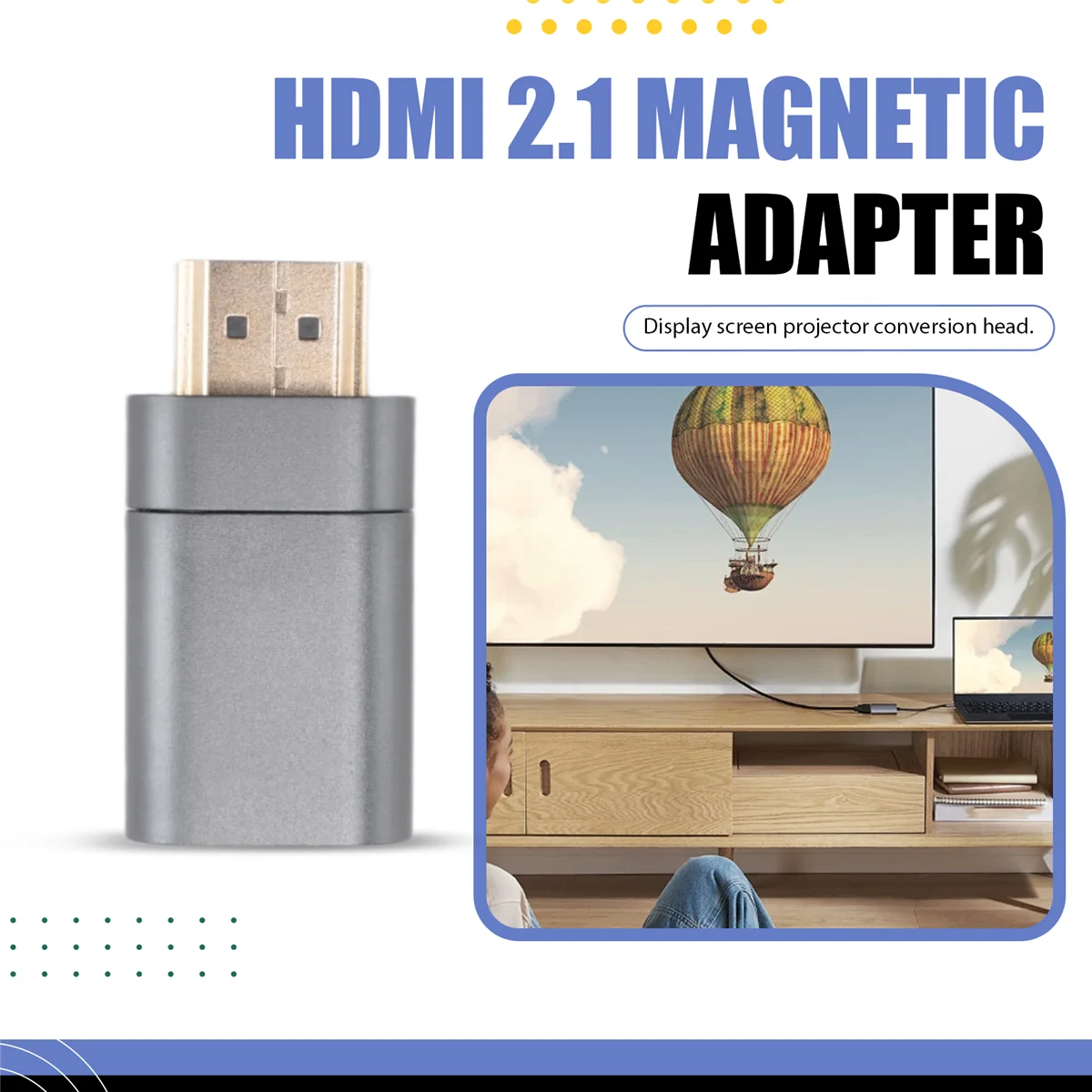 Adattatore magnetico compatibile HDMI SMIEA Convertitore maschio-femmina ad alta definizione 8K per adattatore magnetico per laptop per proiettore TV