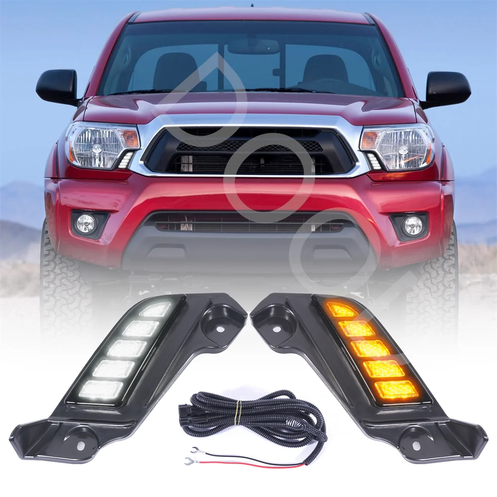 

Светодиодные дневные ходовые огни Drl Противотуманные фары подходят для Toyota Tacoma Sr5 Pro 2012-2015 Противотуманные фары Светодиодные указатели поворота