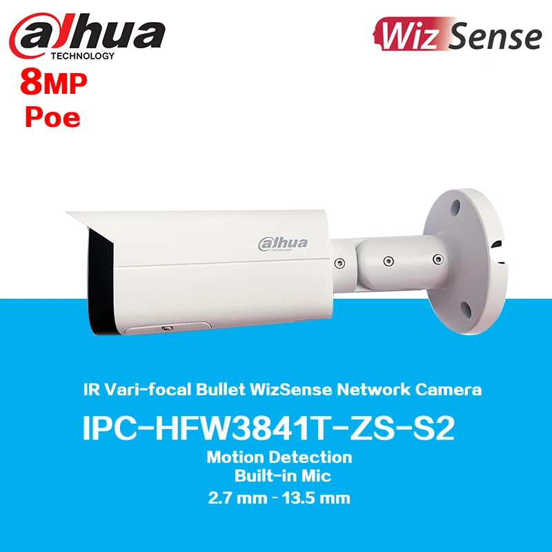 

Dahua IPC-HFW3841T-ZS-S2 8MP IR Vari-focal Bullet WizSense Network Camera, Built-in Mic