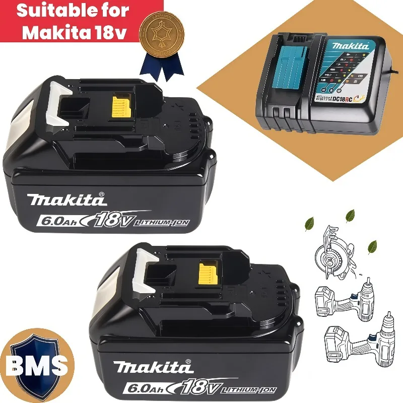 Makita 18V Cordless Tool Specific Lithium Battery BL1860B 6.0Ah High Power LXT Universal Rechargeable Battery