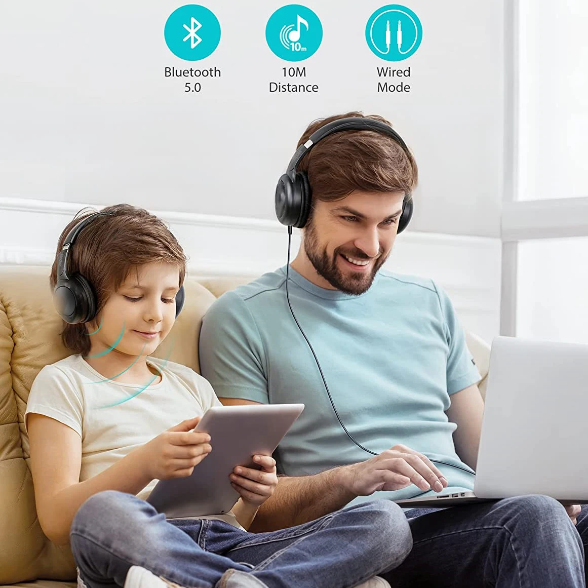 Siindoo-JH-926B-S Auscultadores Bluetooth sem fios, auscultadores estéreo dobráveis, HI-FI, Super Bass, Redução de Ruído, Microfone para adultos, crianças, PC