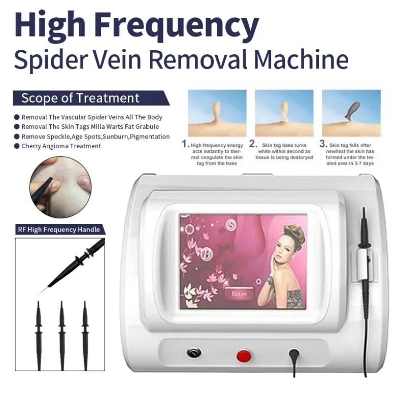 Beauty Equipment R-F Spider Veins Removal Machine High Frequency Face Body Vascular Varicose Vein Treament Rosacea Removal Devic