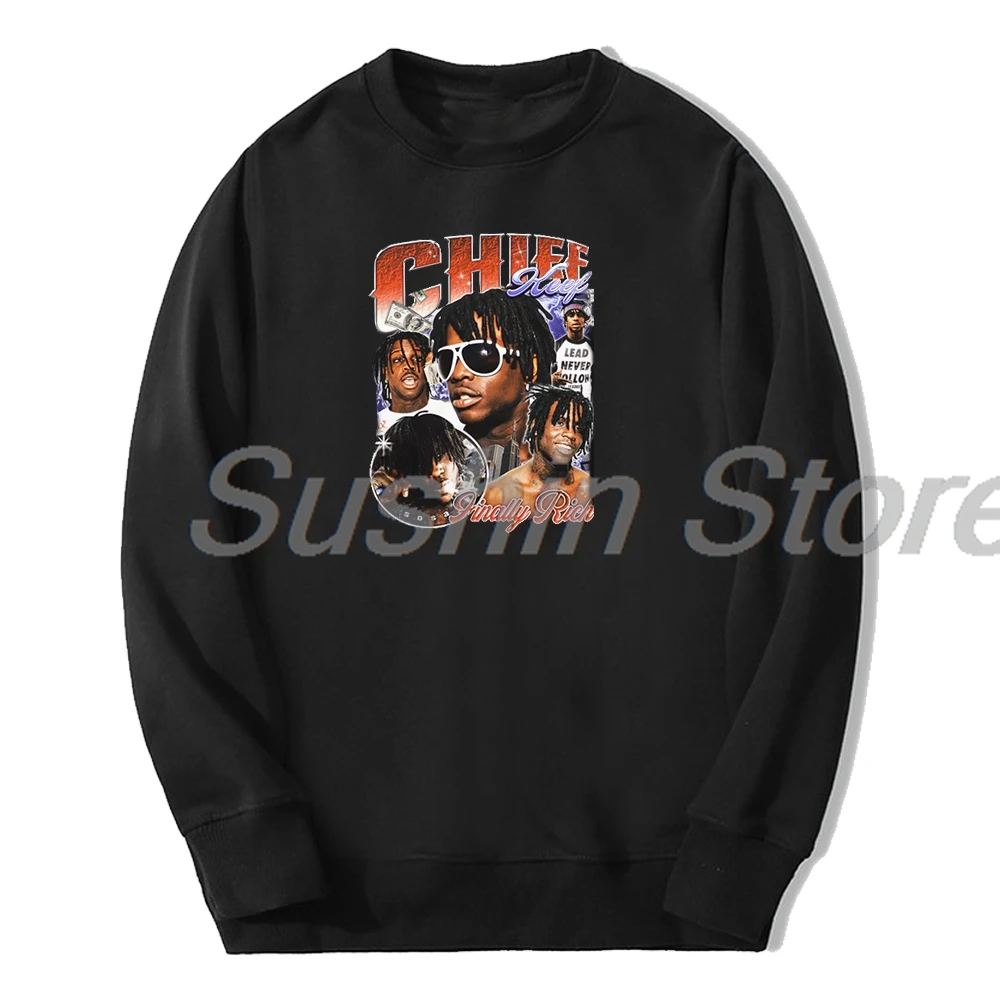 

Chief Keef Vintage Graphic Merch Crewneck Long Sleeve Streetwear Women Men Sweatshirt Hip Hop Clothes