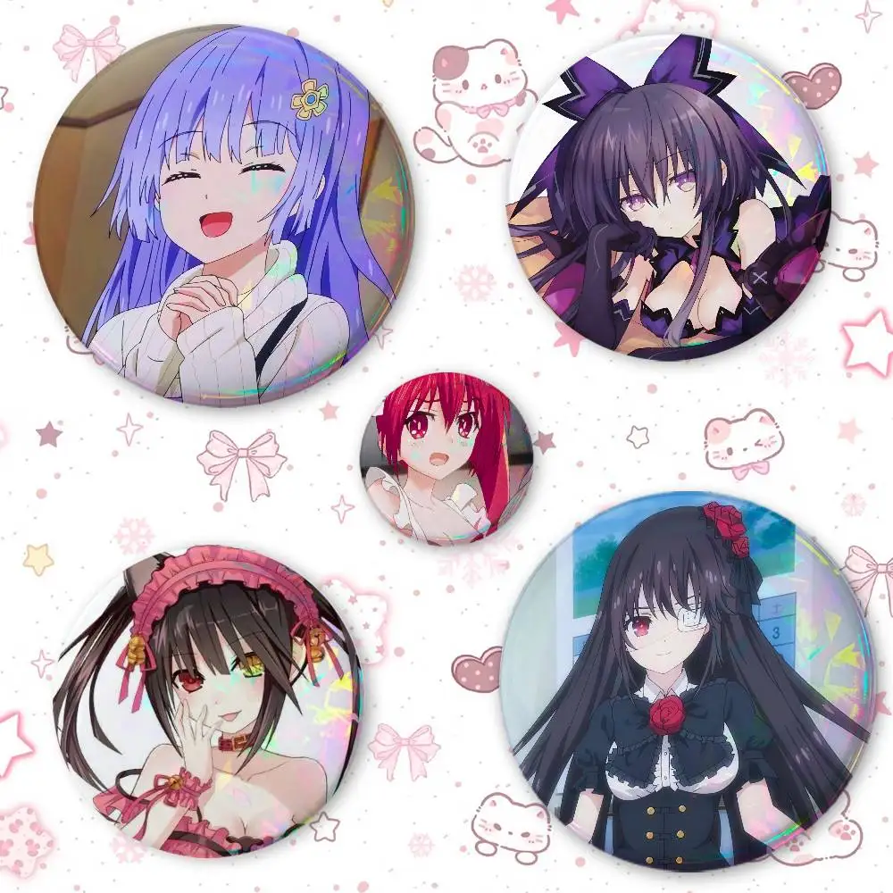 Anime D-DATE A A-LIVE Mixed Theme Round Button Badge Set Anime Cartoon Music Game Fashion Pins For Bags Clothes Accessories