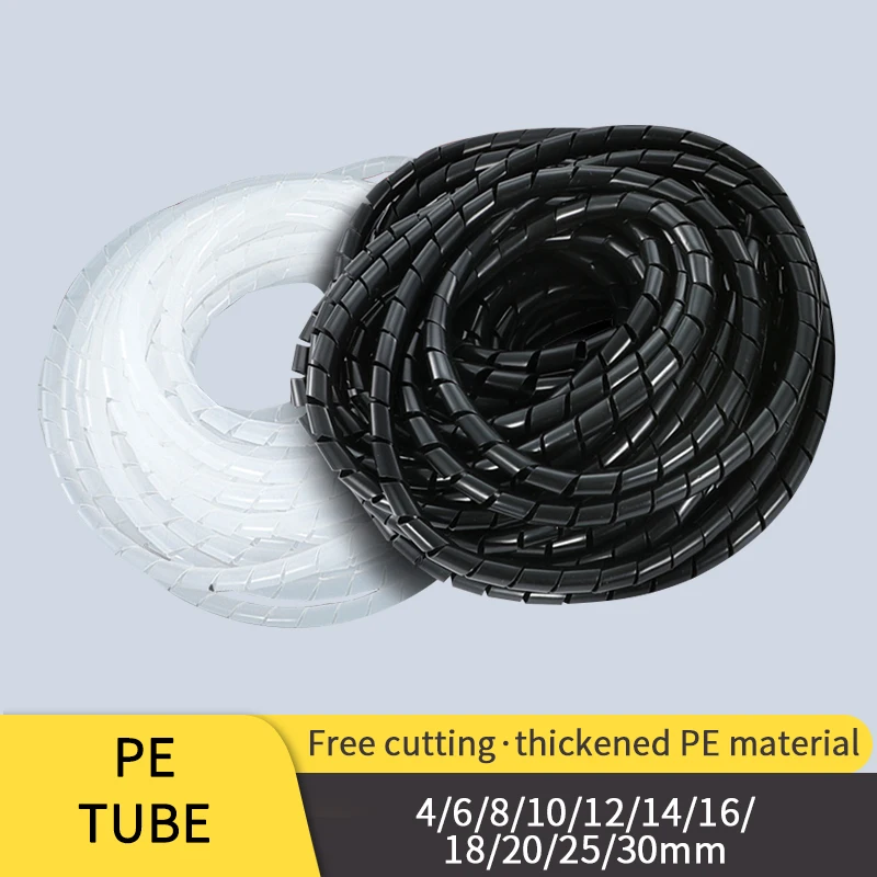 Tubo de bobinado de funda de Cable transparente, organizador de cables en espiral de 4mm/8mm/30mm, tubo de funda, Protector de gestión de cinta de plástico