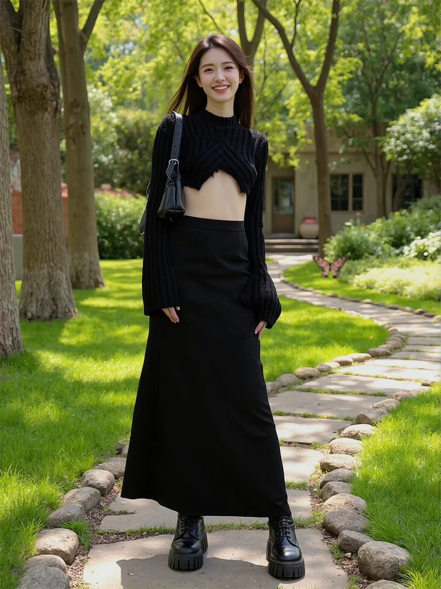 Damesrokken Kantoor Dame Het hele seizoen Rondetail Rok Damesmode Straat Informeel Dagelijks Eenvoudig Basic Student