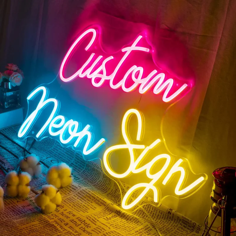 Acrílico personalizado LED Neon Lights, Letras Decorativas De Iluminação, Sinais De Festa De Casamento, Sinais De Néon, Venda Quente