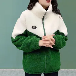 Women Jacket Colored Lamb Fleece Cotton Coat Winter Ladies Thickened Warm Autumn Top Quilted Fluffy Jacket Overcoat Windbreaker