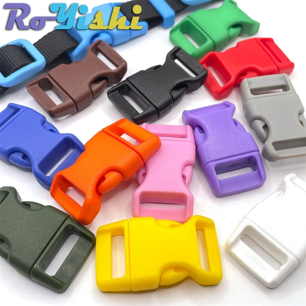 13/100 Pcs 16mm Plastic Side Release Buckle Bracelet Curved Parachute 550 Paracord Bracelet DIY Accessories