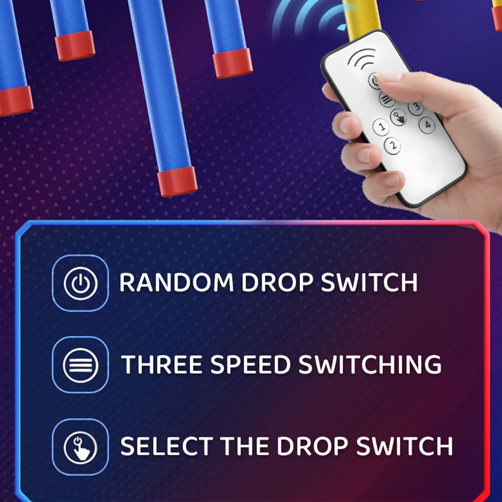 Hand-Eye Coordination Reflex Games Adjustable 3 Speed Kids Interactive Sports Toy Drop Stick Challenge Game Catching Sticks Game