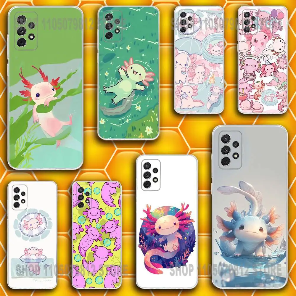 

Cartoon axolotl cute Phone Case Silicone For Samsung S30,23,21,22,20 FE lite,S10,9,PIus Note20ultra Soft Transparent