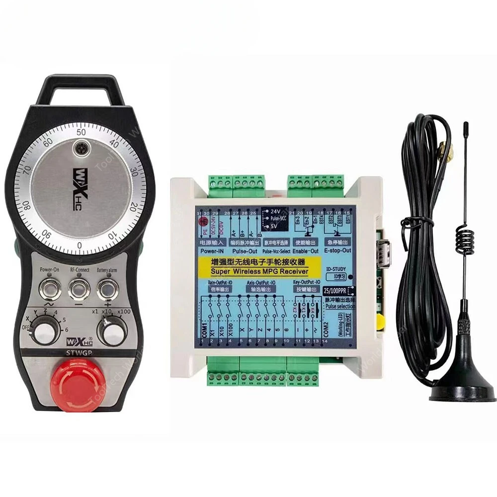 

Maxgeek STWGP 6-Axis CNC MPG Wireless Handwheel E-Stop Manual Pulse Generator + Receiver for SIEMENS MITSUBISHI FANUC FAGOR