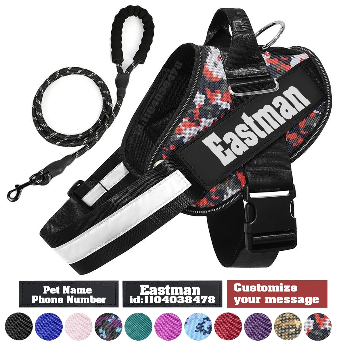 Dropshipping Dog Harness Vest ID Patch Custom Reflective Breathable Adjustable Pet Harness for Dog NO PULL Pet Outdoor Harness