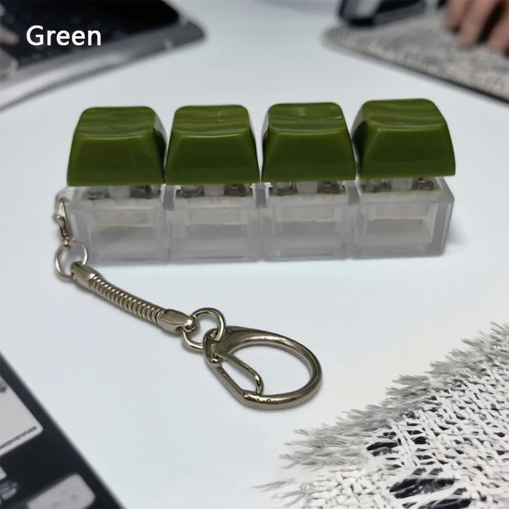 

Seven-color Lights Keyboard Fidget Diy Keycaps Stress Relief Keyboard Keychain with Keychain Finger Button Finger Keycaps