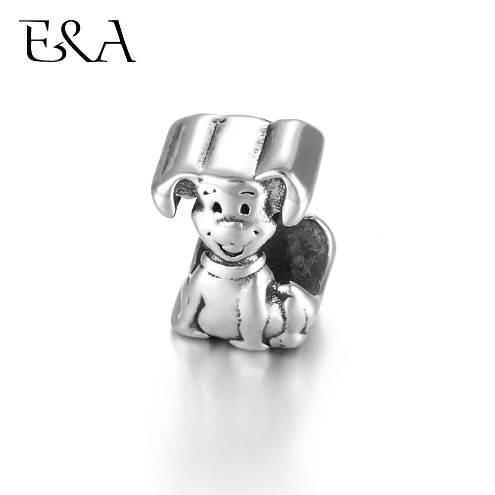 Stainless Steel Pet Dog Beads European 5mm Hole Blacken Metal Charms for Bracelet Findings Jewelry Making Bead DIY Supplies