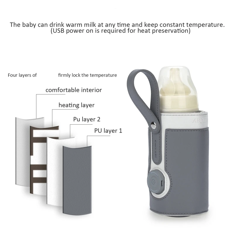 Feeding Warmer, USB-Powered Bottle Warming Sleeve with Internal Heating Film, Soft Inner Lining, and a 3-Color 15UB