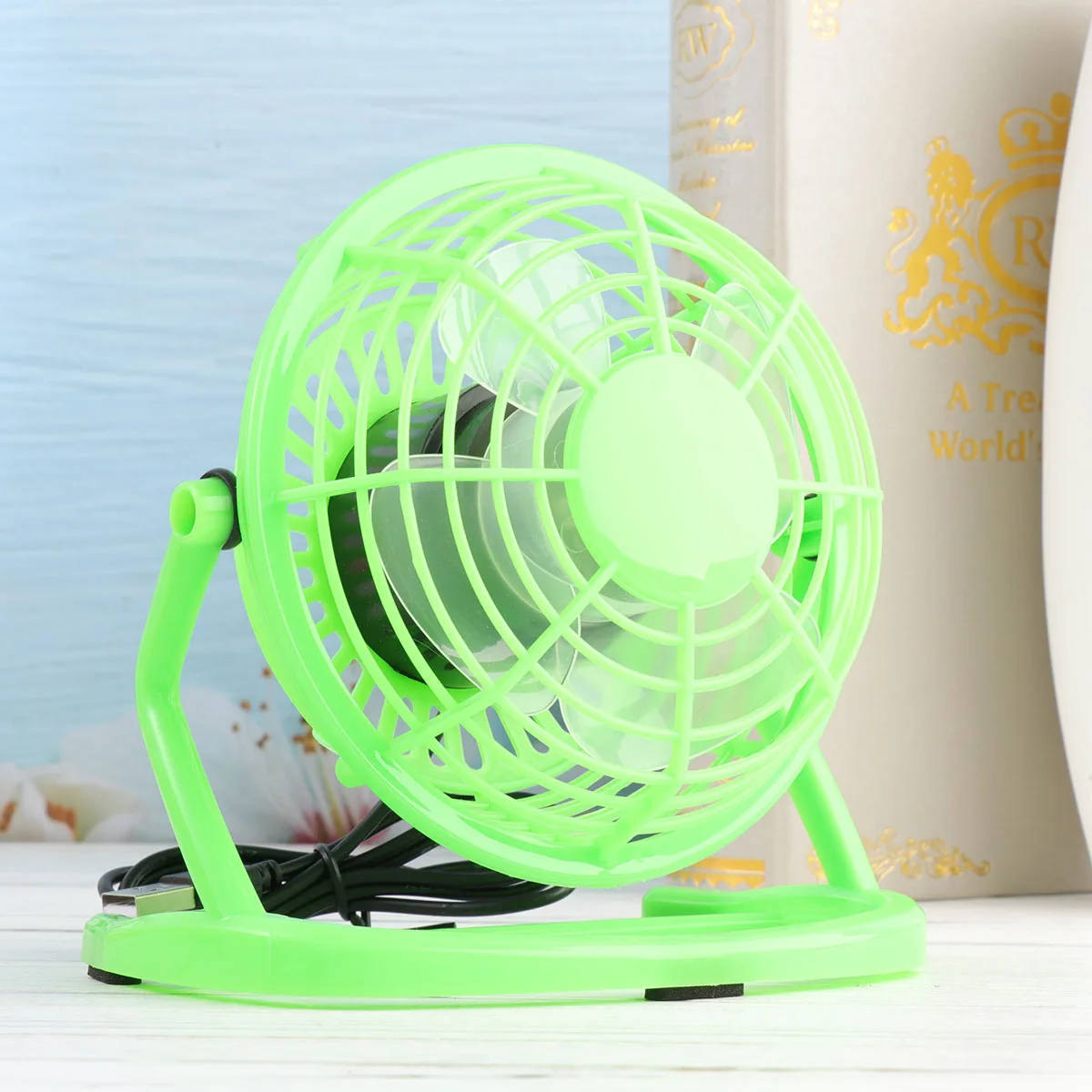 

Ultra-Silent Rechargeable Mini Portable Usb Small Fan For Desk Handheld Use Lightweight Durable Green Classic Design Natural
