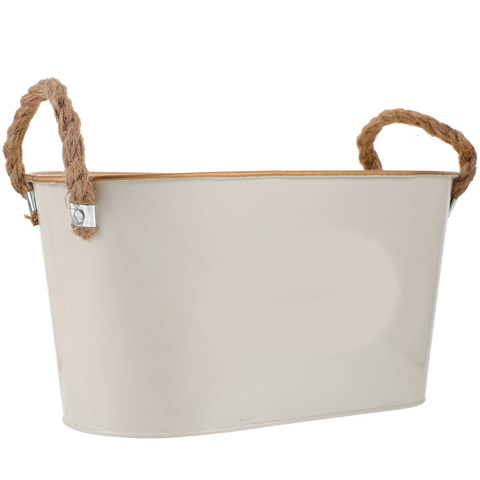 

Retro Iron Flower Pot Tin Bucket Planter 24x12xH12 Beige Home Office Decor Vase Dry Flowers Plant Container Metal Vases Rustic