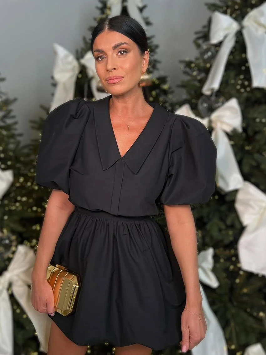 Marthaqiqi Casual Female Sleepwear Set Short Sleeve Nightgowns Turn-Down Collar Nightwear Skirts Autumn Black Women Nightie Suit