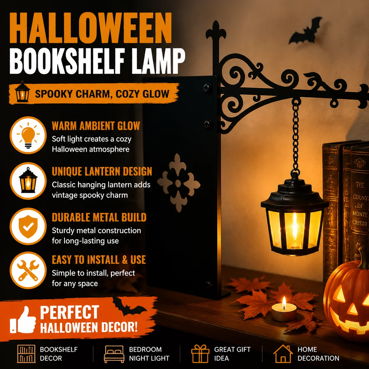 Warm Glow Bookshelf Library Lantern Mini Hanging Desk Night Lamp for Home Study Reading Nook Perfect Bookworm Gift