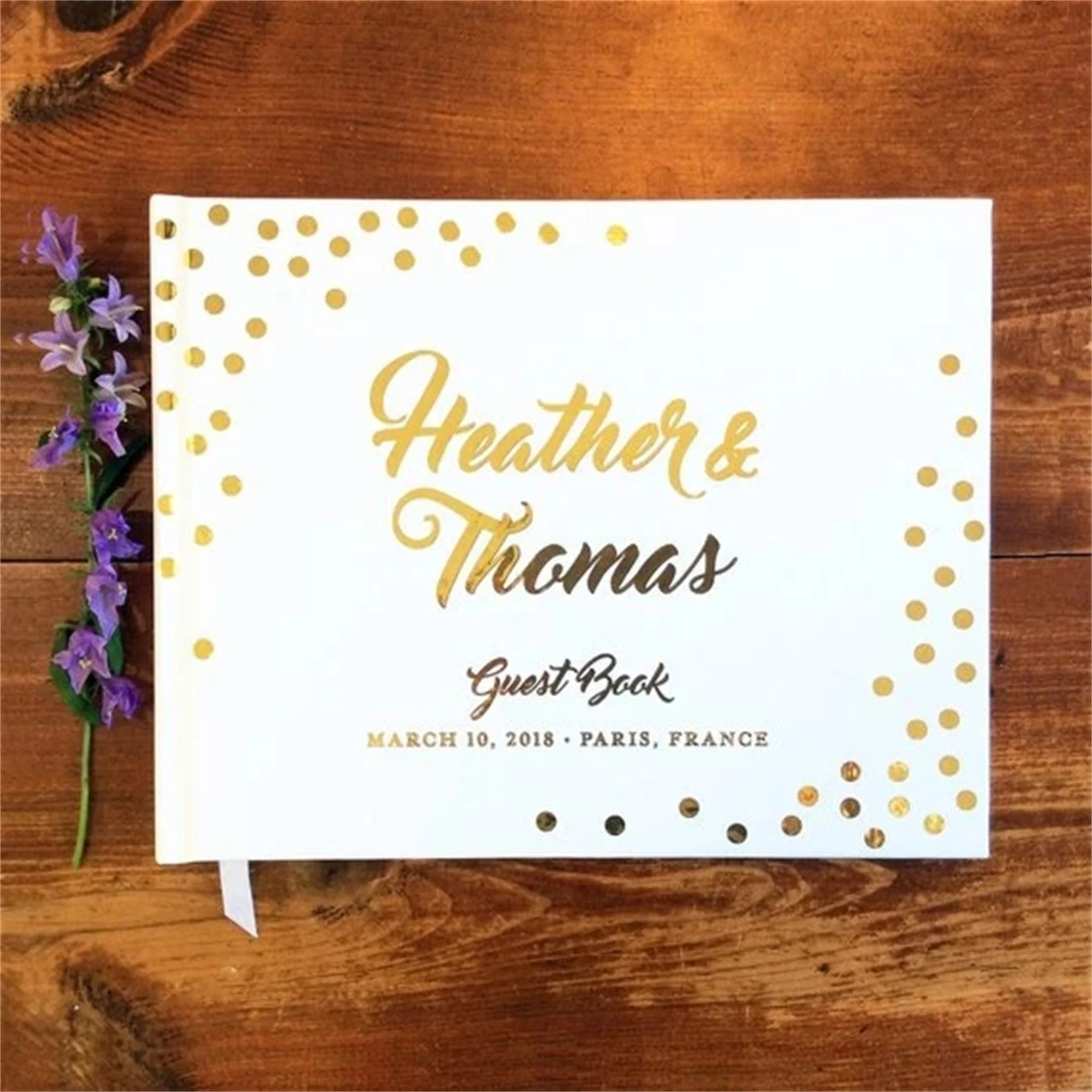 

Customize Polka Dot Gold Foil Unique Wedding Guest Books Guestbook Alternative Wedding Scrap Book With Name And Date Guestbooks