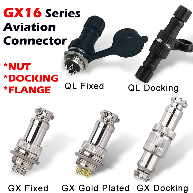 

GX16 2/3/4/5/6/7/8/9/10 Pin Male Female Butting Wire Cable Circular Aviator Aviation Socket Plug Panel Connector Dropshipping