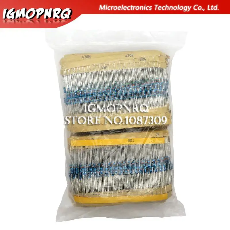 

3120PCS/LOT 156 Values 1/4W Power Metal Film Resistor Kit 1R-10M 1% Tolerance Assortment Set samples Pack