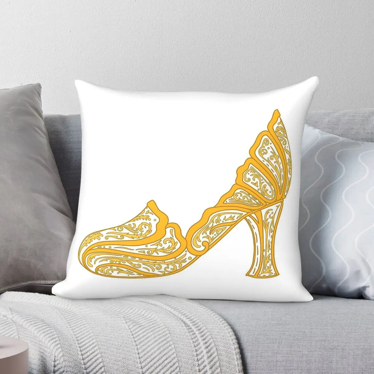 The Glass Slipper Square Pillowcase Polyester Linen Velvet Pattern Zip Decor Throw Pillow Case Sofa Seater Cushion Cover