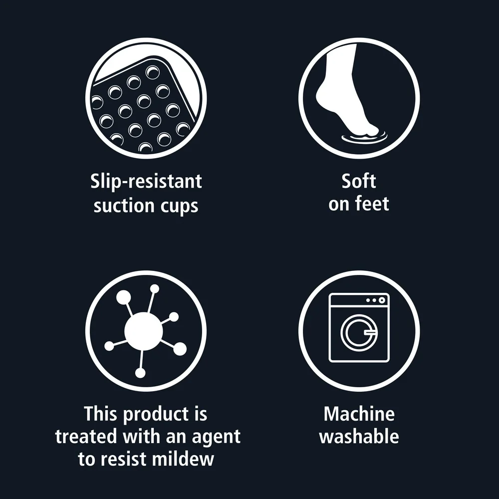 Mildew Resistant Bathtub Mat 15x27 Soft Textured Shower Mat with Suction Cups Machine Washable Non-Slip TPE Gray