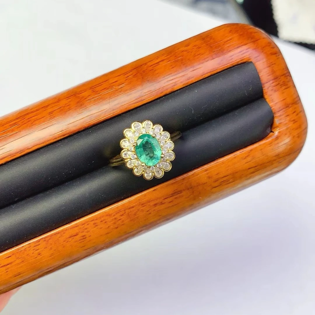 KJJEAXCMY Anello con smeraldo naturale S925 Argento sterling brillante Elegante design semplice Gioielli di fascia alta Bestseller per il compleanno