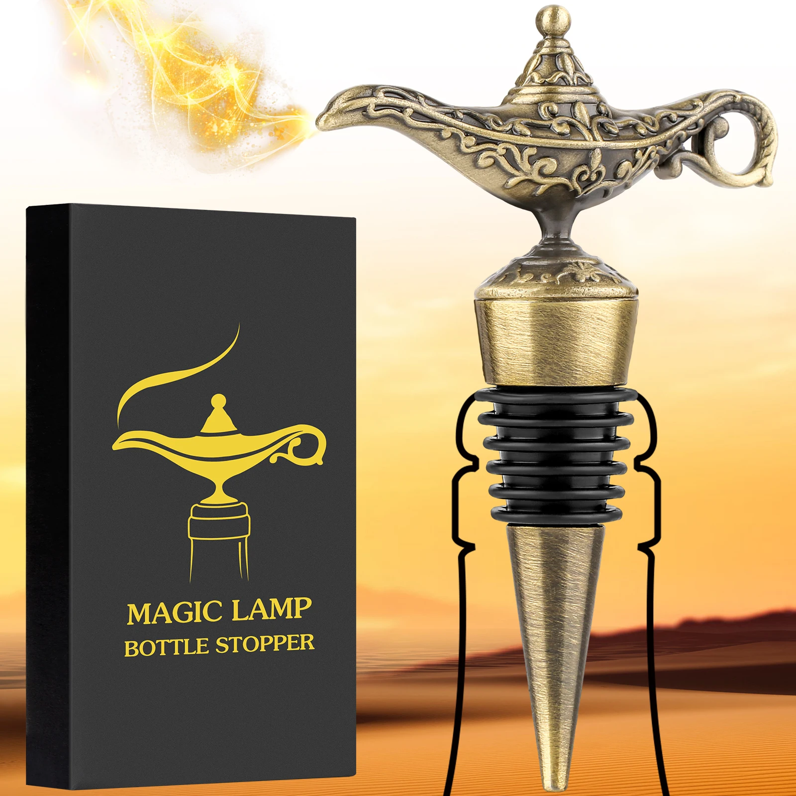 

LKKCHER Aladdin Magic Lamp Wine Stopper Creative Bottle Stoppers for Wine Champagne Beer Saver Accessories New Year Gift for Men