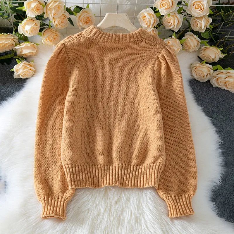 Single Pullover Sweater Regular Fit Elegant with Long Sleeve Autumn Regular Length Jacquard Streetwear Heat Set Women Sweater