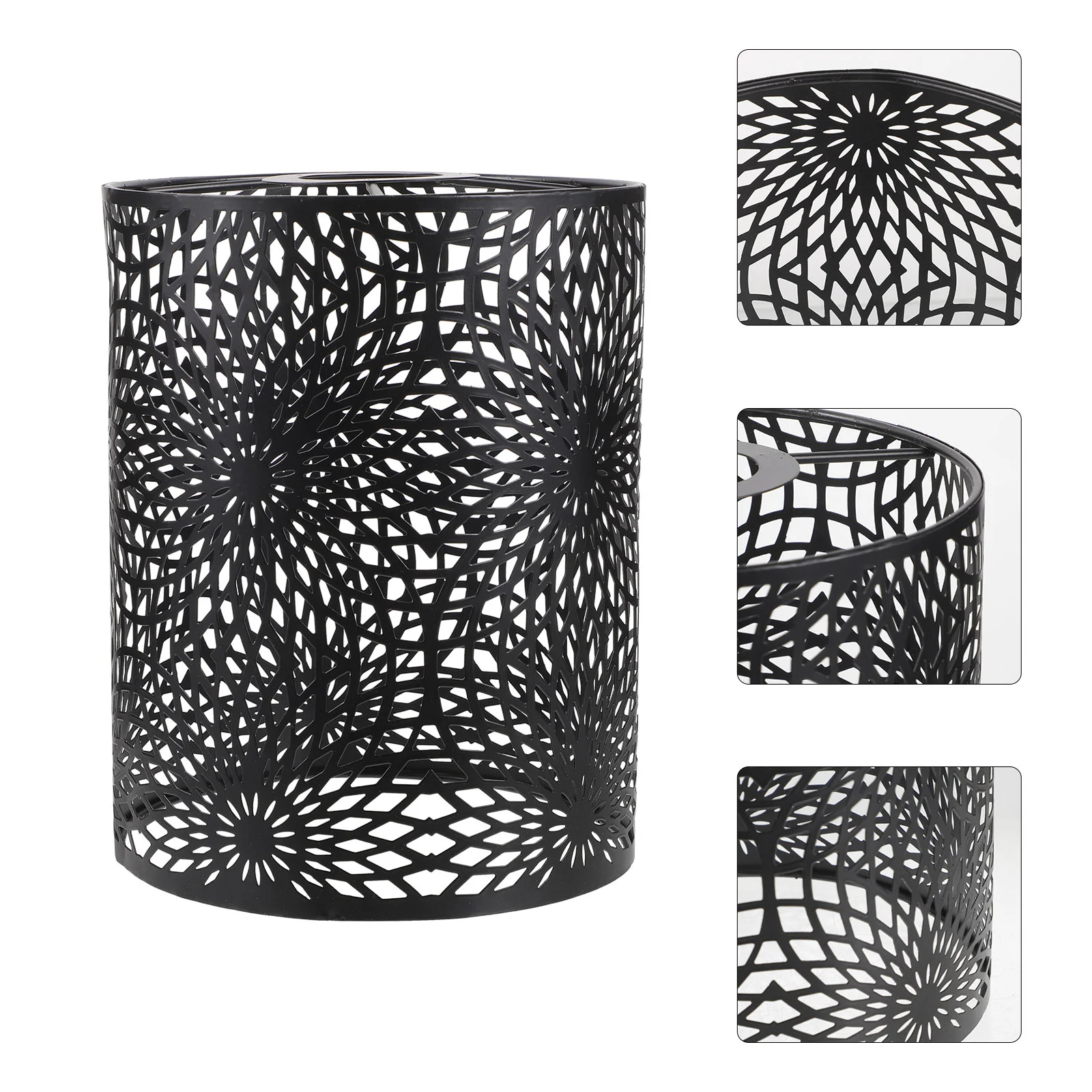 

Dimmable Table Lamp Wrought Iron Hollow Lampshade Light Covers Shades Large Black Cylindrical Lampshades