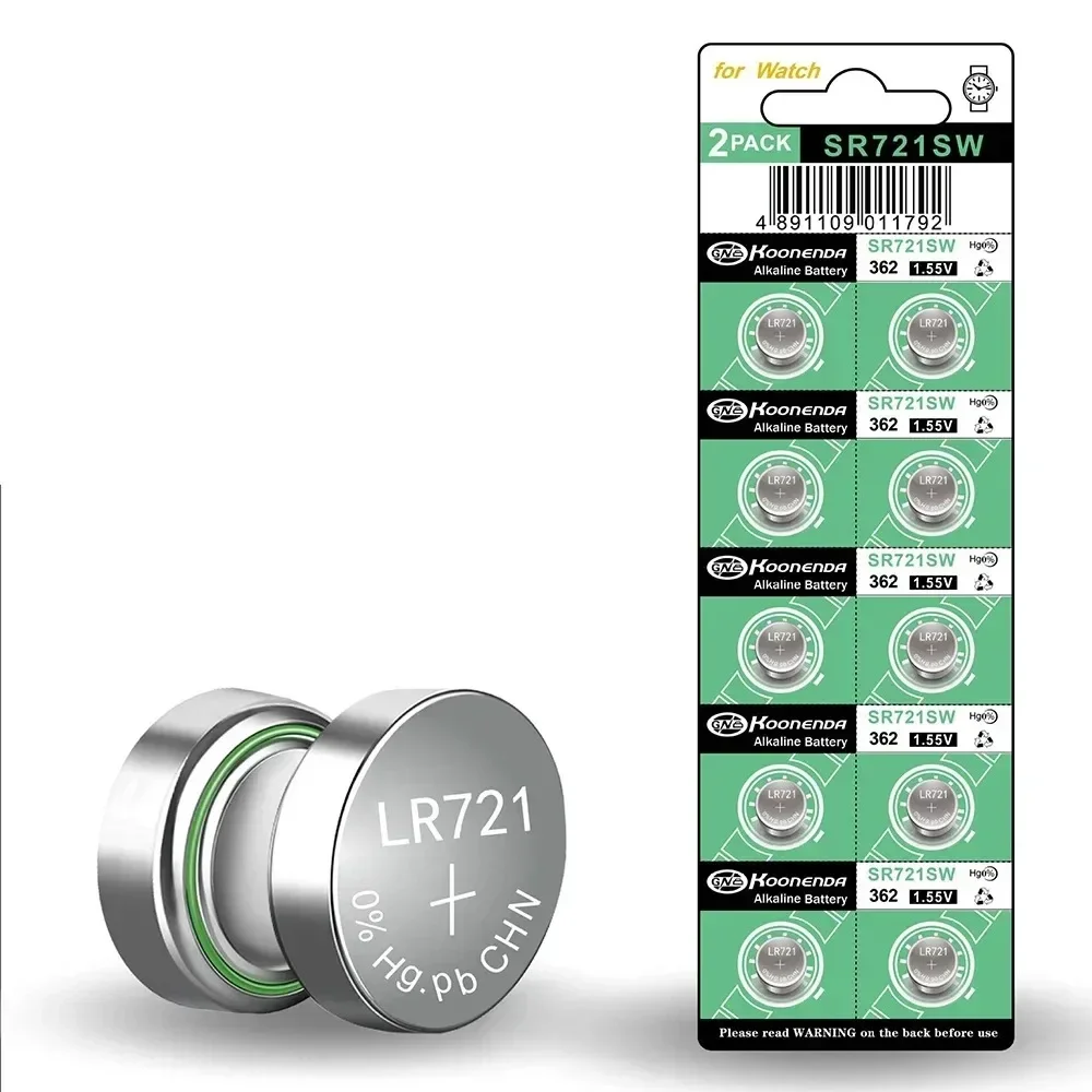 2-100PCS AG11 Button Battery 1.55V 18mAh  LR58 SR58 162 361 362 LR721 SR721SW  SR720 L721F Cell Coin Watch Toys Remote Battery