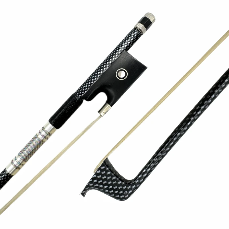 1Pcs 4/4 violin bow Carbon fiber Fiddle Bow natural Siberia white horsehair parts