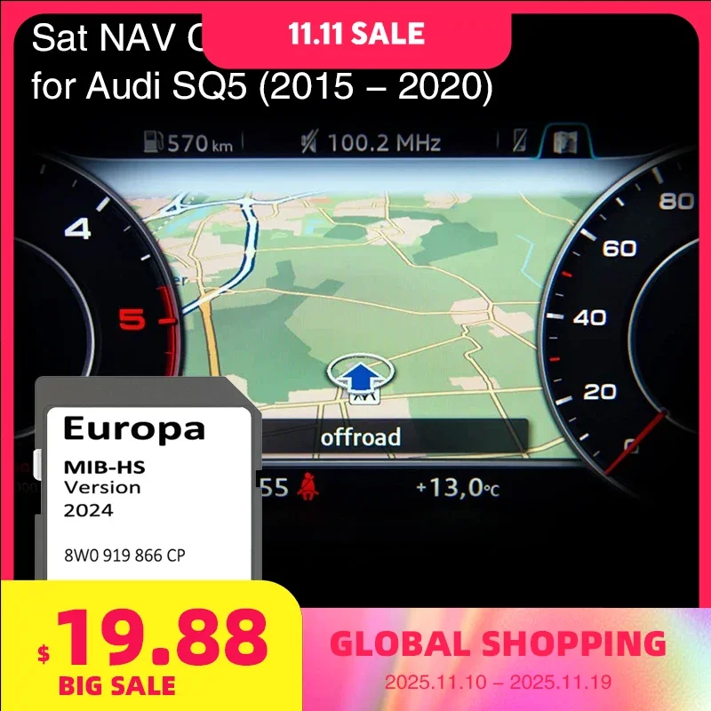 

SD Card Europe 2024 map for Audi SQ5 2015-2020 Vehicle Navigation MIB-HS MHS2 System Sat Nav 16GB 8W0 919 866 CP