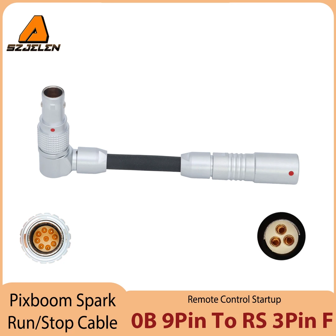 New Arriving Run/Stop RS Cable For Pixboom Spark Camera Fischer 3Pin Female to 0B 9Pin Male Rotable Right Angle