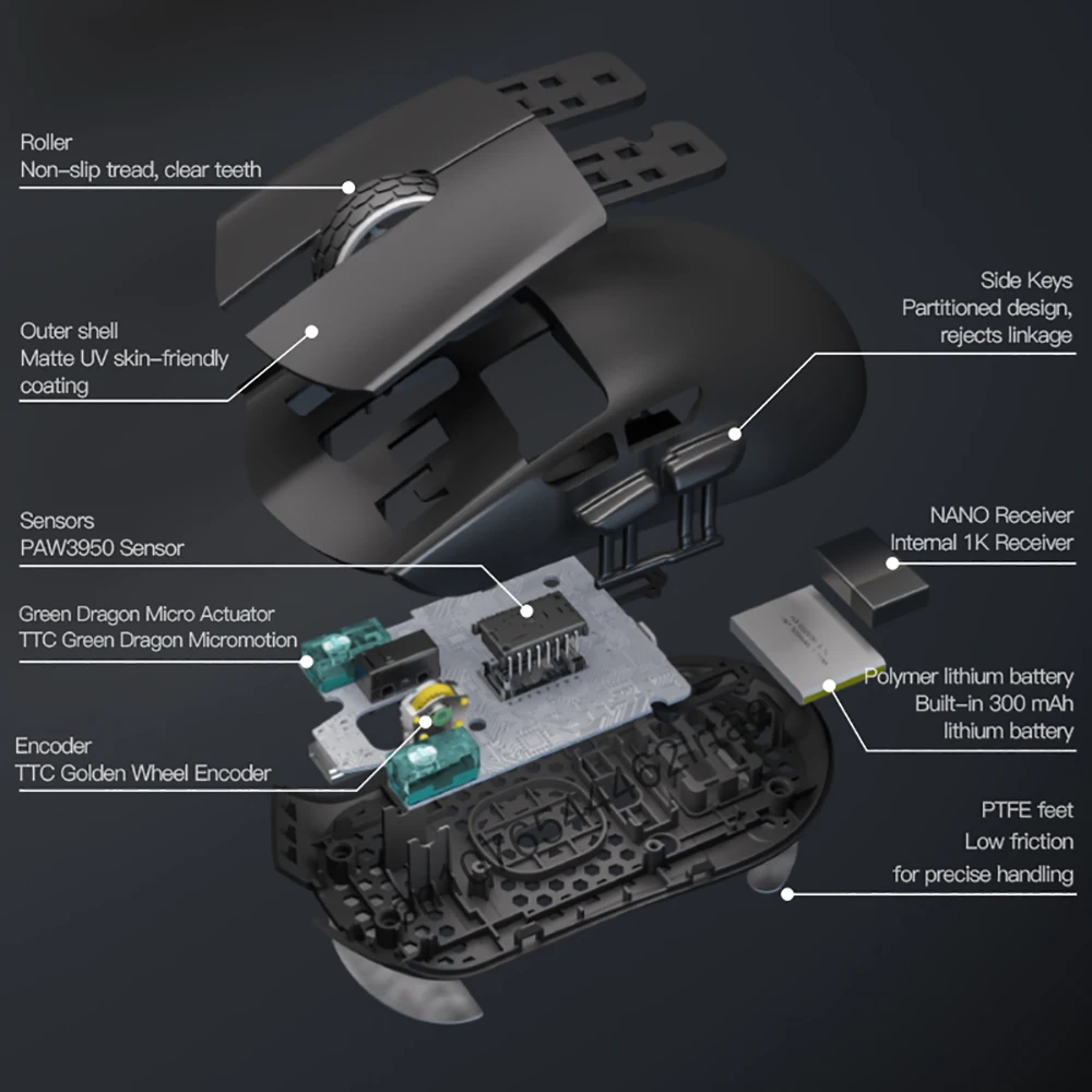 Imagem -04 - Darmoshark-mouse para Jogos M3pro Max sem Fio 8k Bluetooth Três Modos Pam3950 30k Dpi Nórdico 52840 para Jogos de Computador