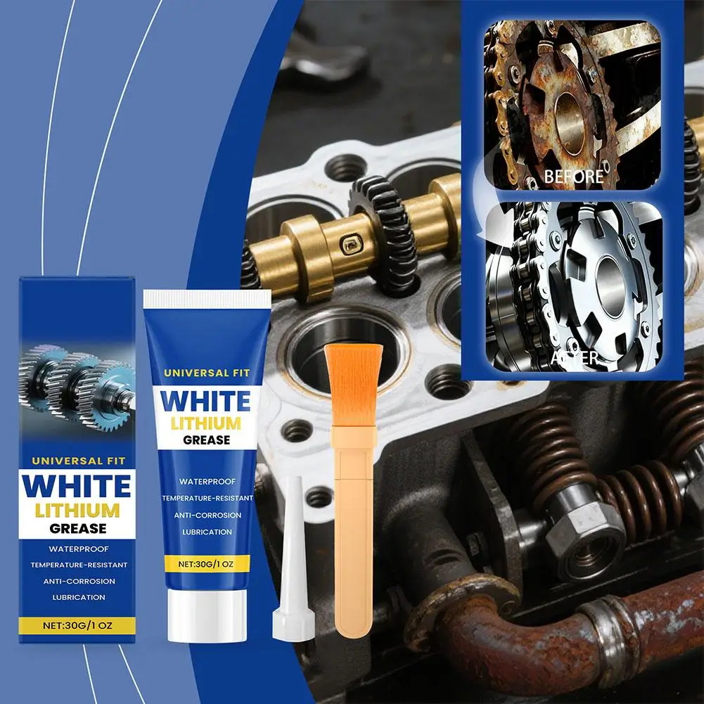 

30g White Grease Multi-Purpose High-Temp Rresistance Mineral Oil Formula Lubricant For Car Sunroof Hinge Gear Bearing Chain A3P9