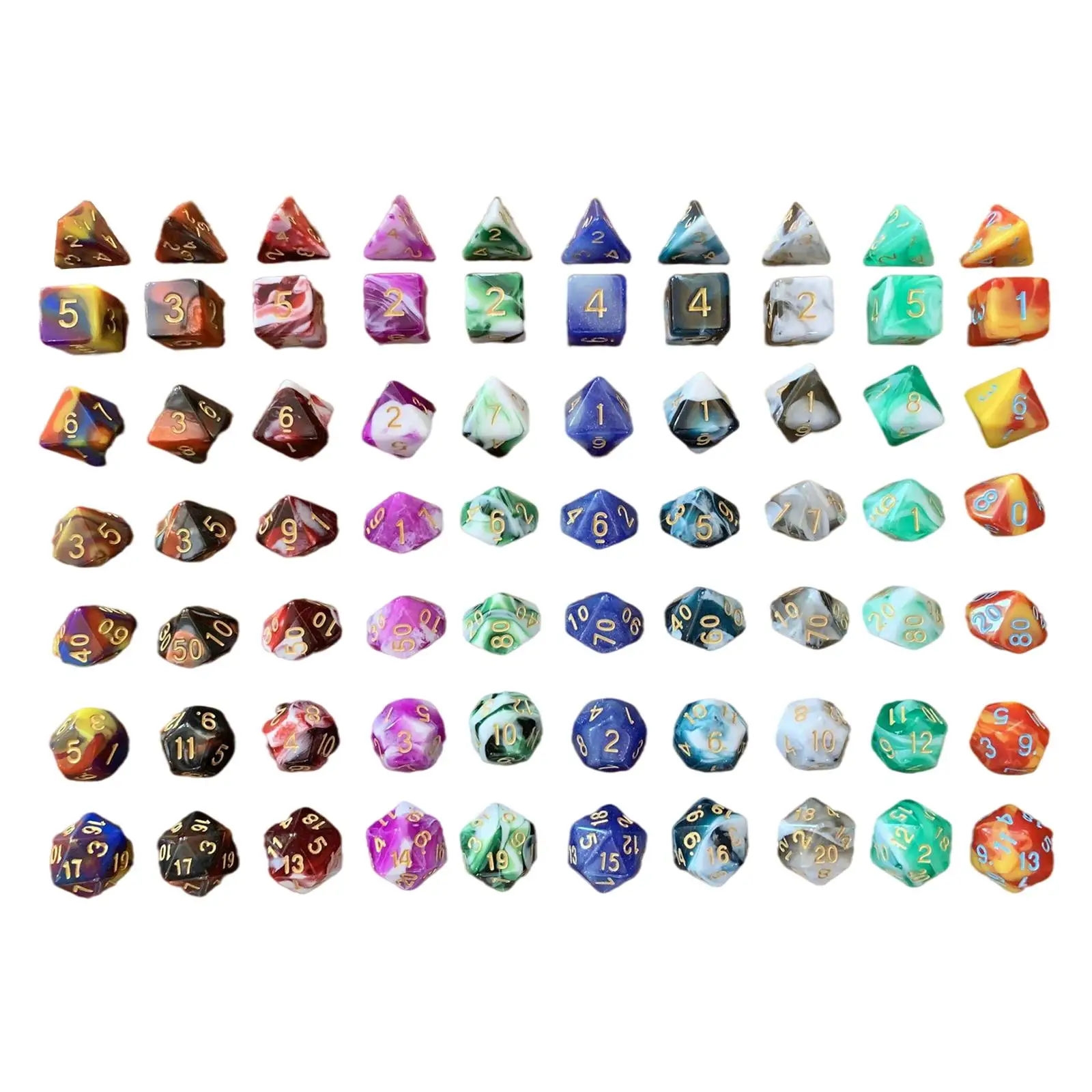 Multi-Sided Polyhedral Dice D4 D6 D8 D10 D12 D20 Board Games Party Favors Family