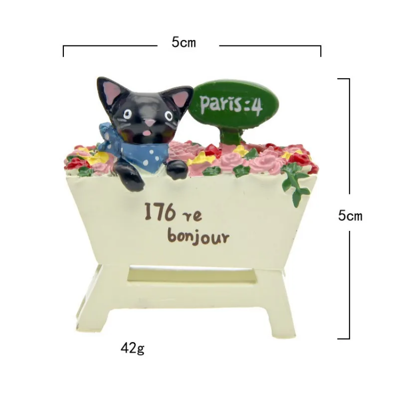 Korean Style Cartoon Black Cat Rose Resin Flower Picks Garden Inserts For Succulent Moss Shooting Decoration Figurines Cute Gift