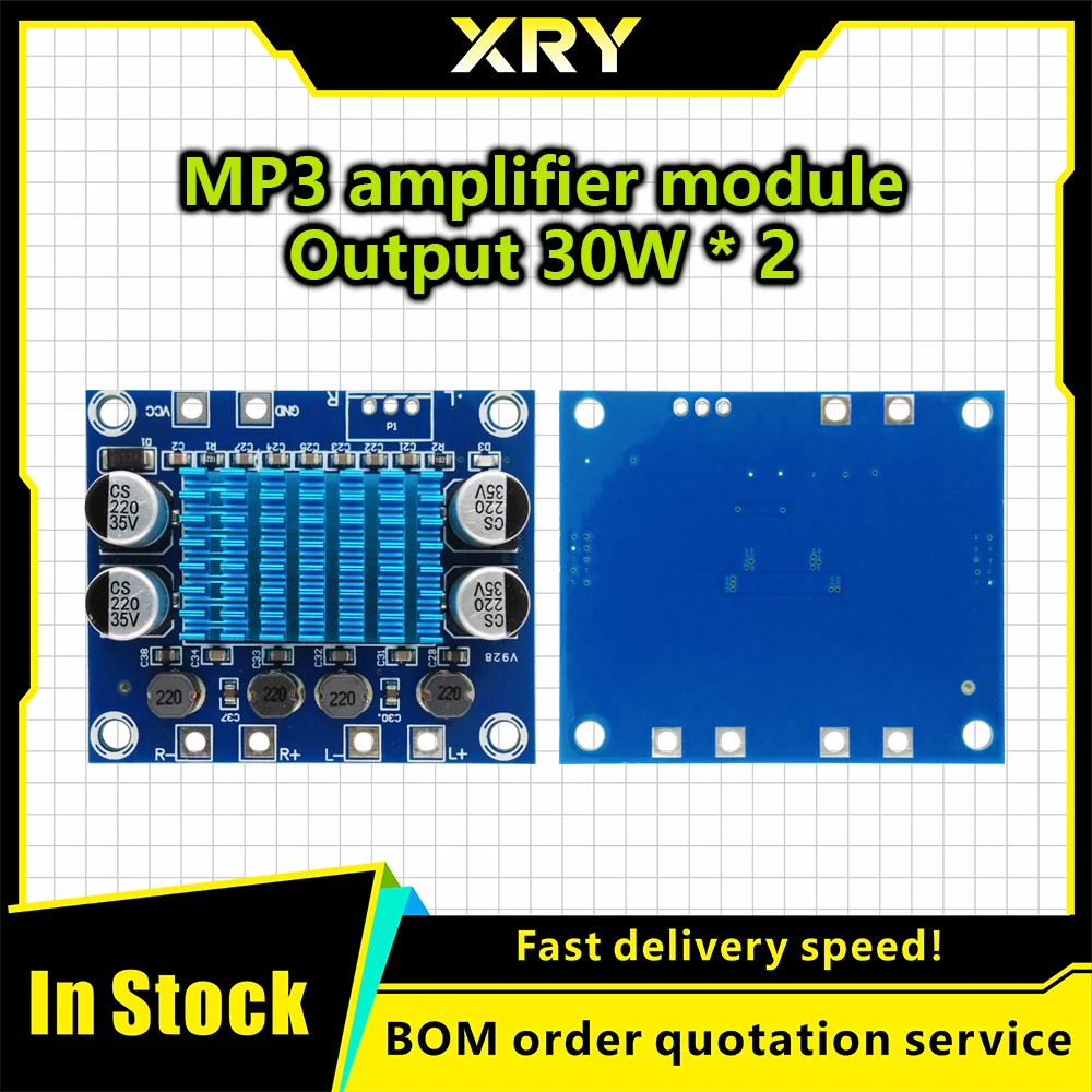 XRY Official Digital Stereo Audio Power Amplifier Board TPA3110 XH-A232 30W+30W 2.0 Channels DC 12-24V 3A C6-001